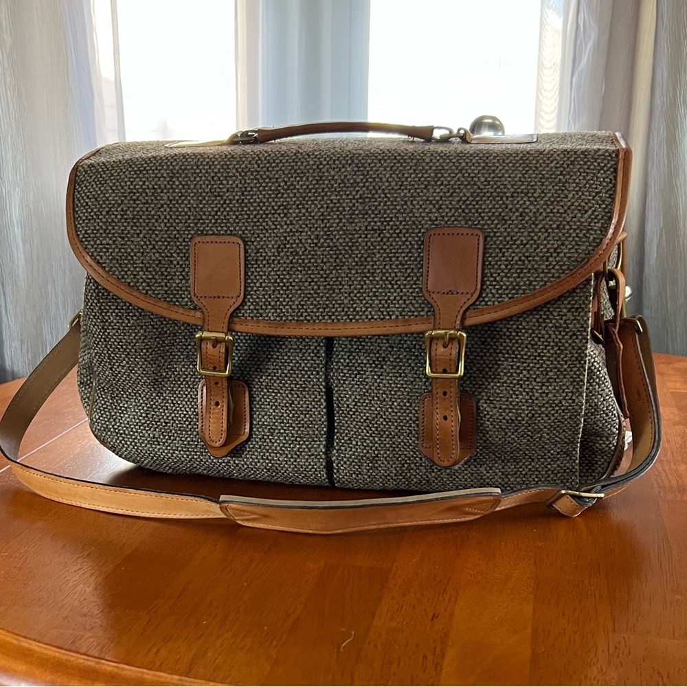 Hartmann Musette Style Carry On Tweed With Tan Leather Trim Rare Bag